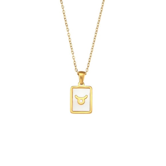 18K Gold Plated Mother Pearl Zodiac Necklace NWT - Picture 6 of 16